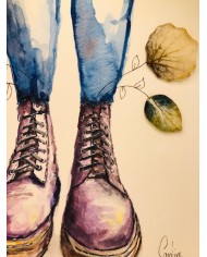 Ilustración con hoja natural esqueletizada