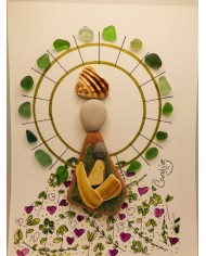 Ilustración de la Virgen del Pilara con cristal marino