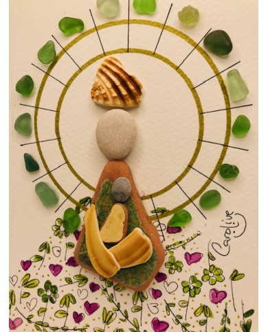 Ilustración de la Virgen del Pilara con cristal marino