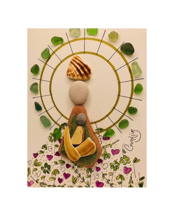 Ilustración de la Virgen del Pilara con cristal marino