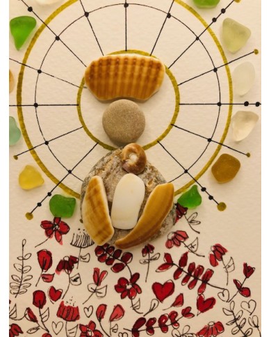 Ilustración de la Virgen del Pilar con cristal marino