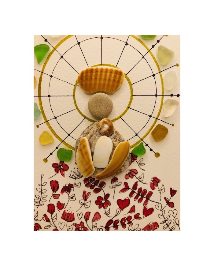 Ilustración de la Virgen del Pilar con cristal marino