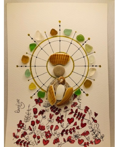 Ilustración de la Virgen del Pilar con cristal marino