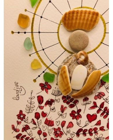 Ilustración de la Virgen del Pilar con cristal marino