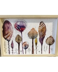 Ilustración pintada a mano con acuarelas y cristal marino