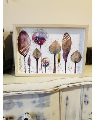 Ilustración pintada a mano con hoja natural esqueletizada