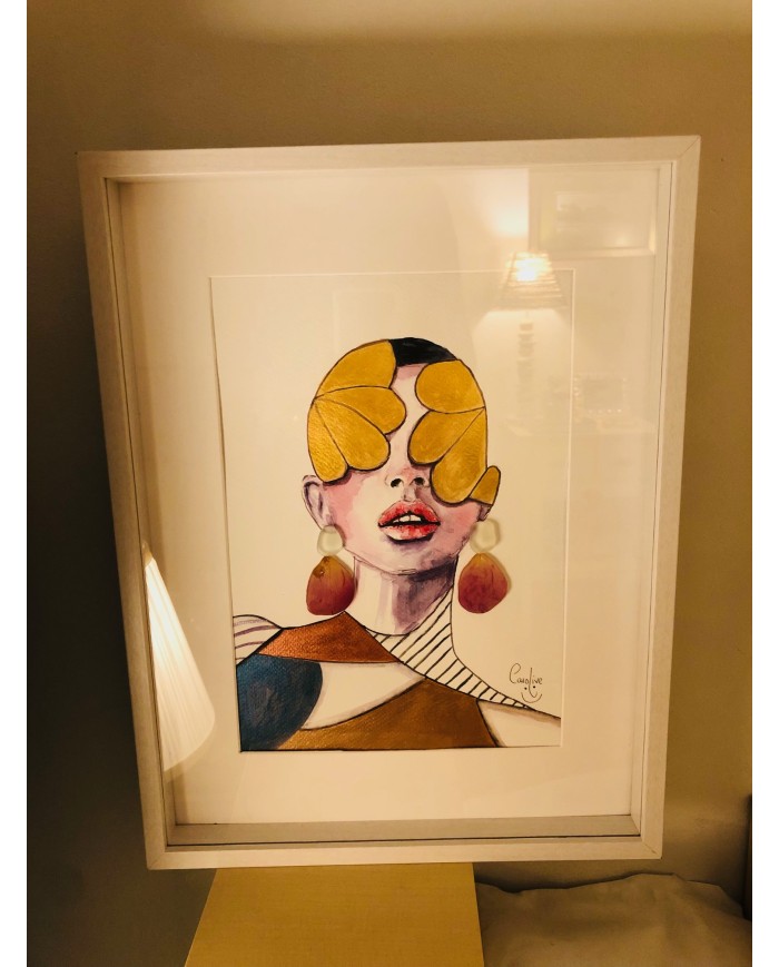 Ilustración pintada a mano con acuarelas y cristal marino