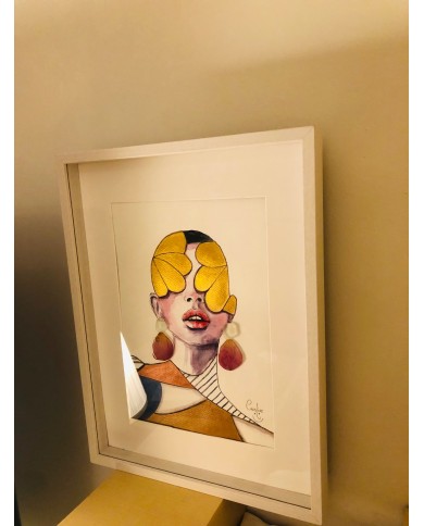 Ilustración pintada a mano con acuarelas y cristal marino