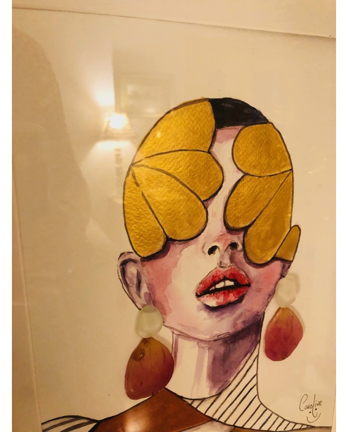 Ilustración pintada a mano con acuarelas y cristal marino