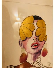 Ilustración pintada a mano con acuarelas y cristal marino