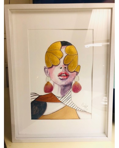 Ilustración pintada a mano con acuarelas y cristal marino