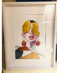 Ilustración pintada a mano con acuarelas y cristal marino