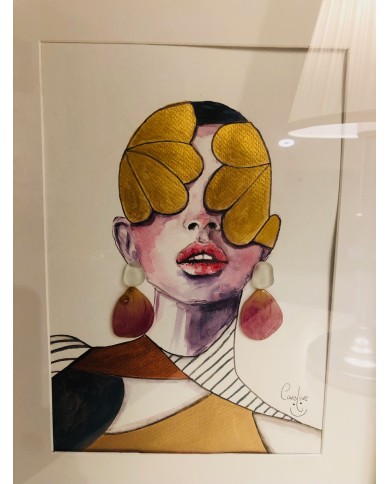 Ilustración pintada a mano con acuarelas y cristal marino