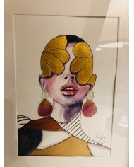 Ilustración pintada a mano con acuarelas y cristal marino