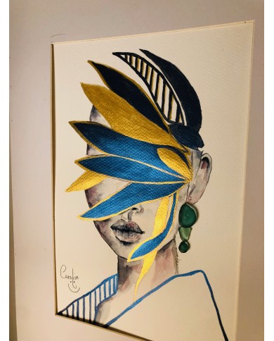 Ilustración pintada con acuarelas y cristal marino