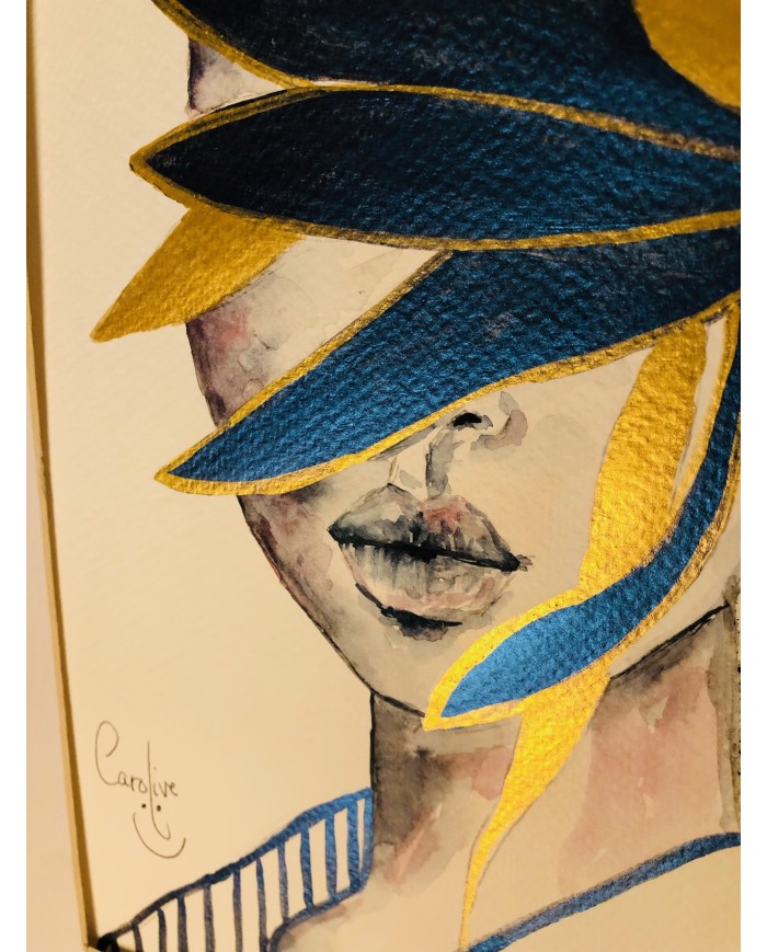 Ilustración pintada con acuarelas y cristal marino