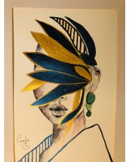 Ilustración pintada con acuarelas y cristal marino