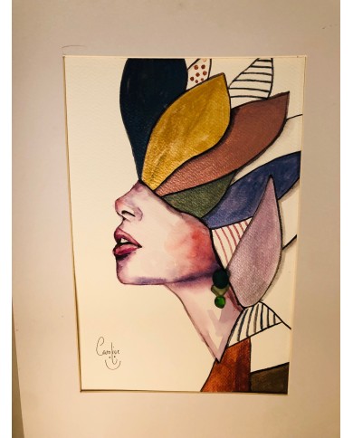 Ilustración pintada con acuarelas y cristal marino