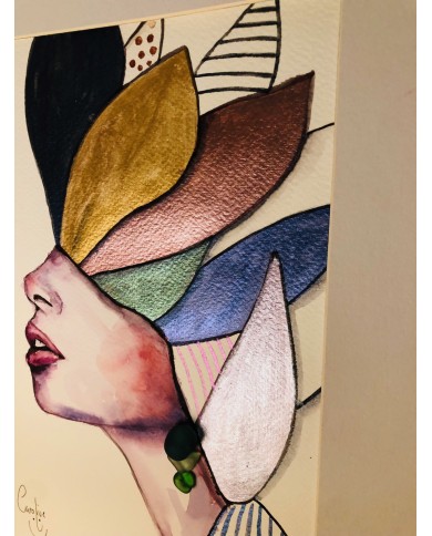 Ilustración pintada con acuarelas y cristal marino