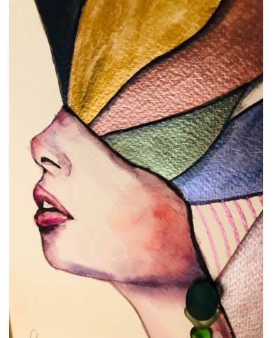 Ilustración pintada con acuarelas y cristal marino