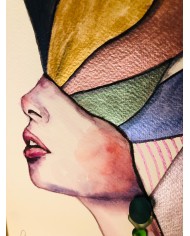 Ilustración pintada con acuarelas y cristal marino