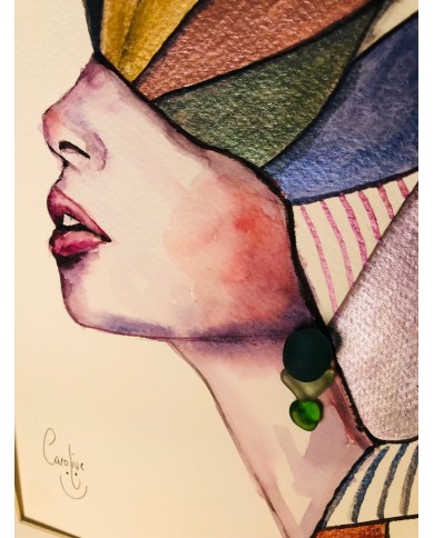 Ilustración pintada con acuarelas y cristal marino