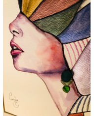 Ilustración pintada con acuarelas y cristal marino