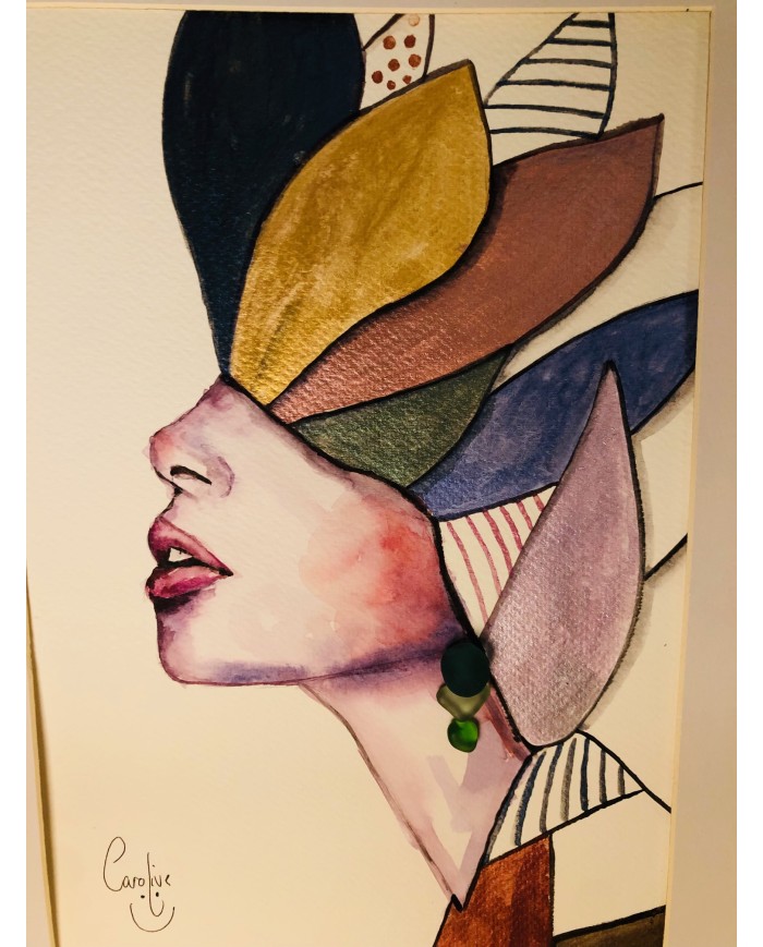 Ilustración pintada con acuarelas y cristal marino