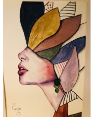 Ilustración pintada con acuarelas y cristal marino