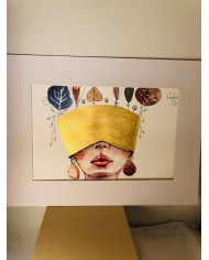 Ilustración pintada a mano con acuarelas y cristal marino