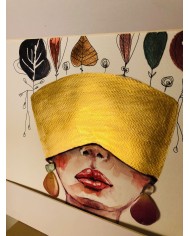 Ilustración pintada a mano con acuarelas y cristal marino