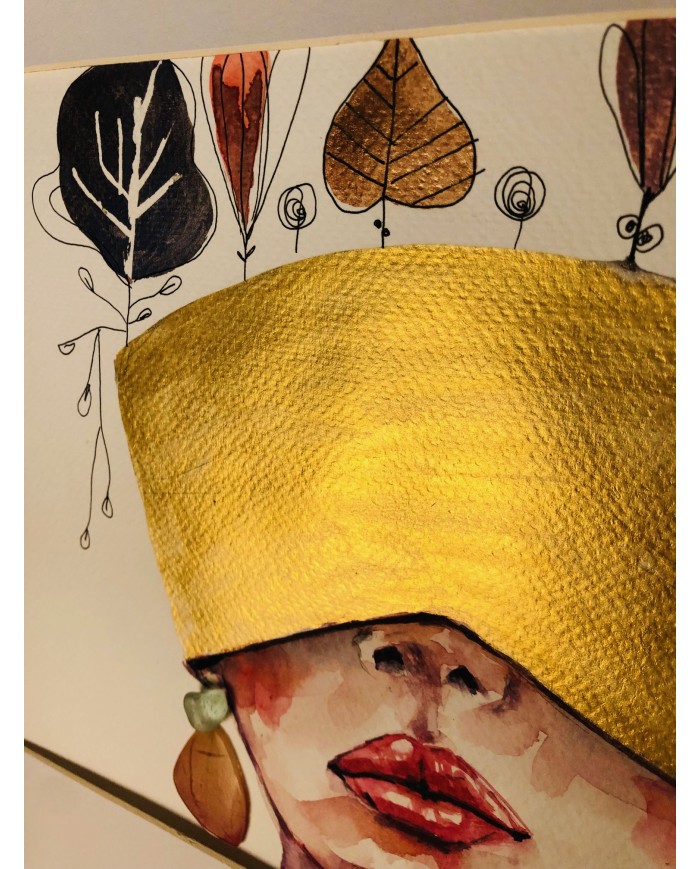 Ilustración pintada a mano con acuarelas y cristal marino