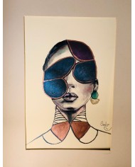 Ilustración pintada a mano con acuarelas y cristal marino