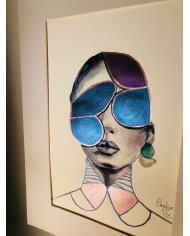 Ilustración pintada a mano con acuarelas y cristal marino