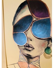 Ilustración pintada a mano con acuarelas y cristal marino