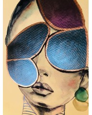 Ilustración pintada a mano con acuarelas y cristal marino