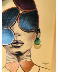 Ilustración pintada a mano con acuarelas y cristal marino