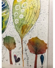 Ilustración pintada a mano con hoja natural