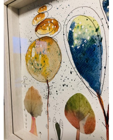 Ilustración pintada a mano con hoja natural