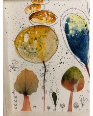 Ilustración pintada a mano con hoja natural