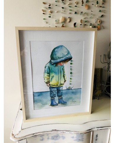 Ilustración pintada con acuarela y cristal marino