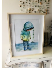 Ilustración pintada con acuarela y cristal marino