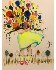 Ilustración pintada a mano con acuarelas y cristal marino