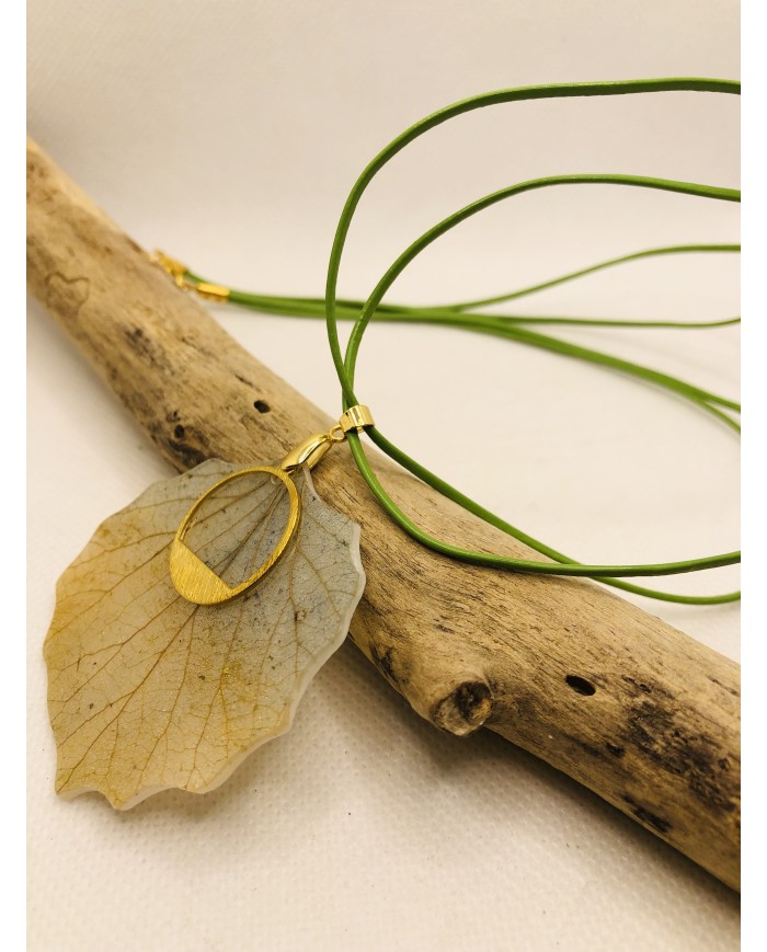 COLLAR ARTESANO de hoja natural de álamo