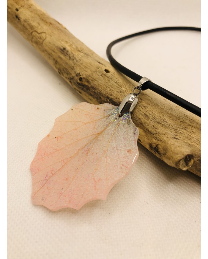 COLLAR ARTESANO de hoja  natural de álamo