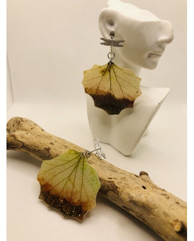 EDICIÓN LIMITADA pendientes de hoja natural  artesanos
