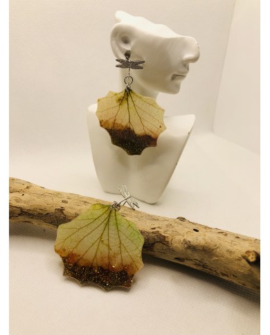 EDICIÓN LIMITADA pendientes de hoja natural  artesanos