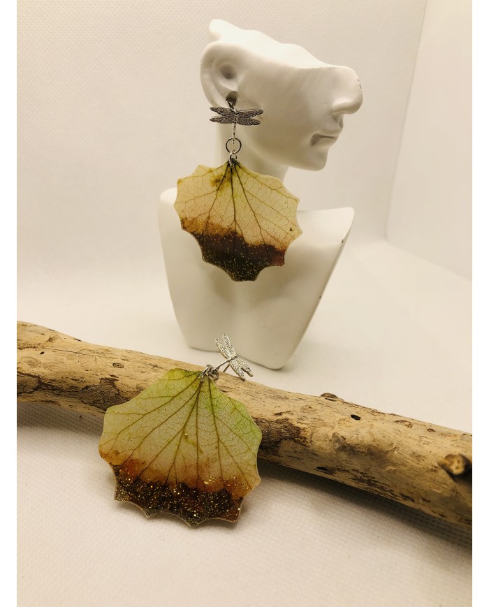 EDICIÓN LIMITADA pendientes de hoja natural  artesanos