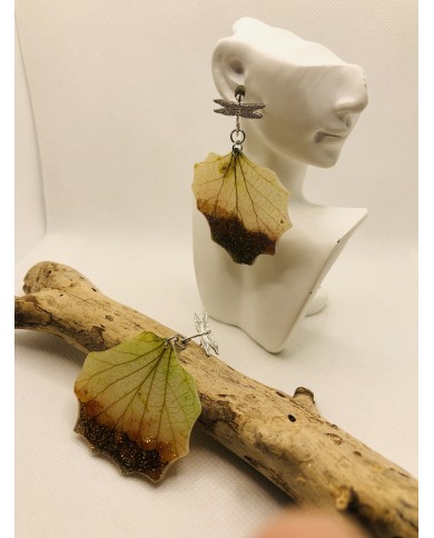 EDICIÓN LIMITADA pendientes de hoja natural  artesanos