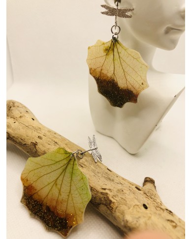 EDICIÓN LIMITADA pendientes de hoja natural  artesanos